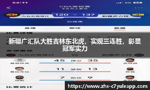 新疆广汇队大胜吉林东北虎，实现三连胜，彰显冠军实力